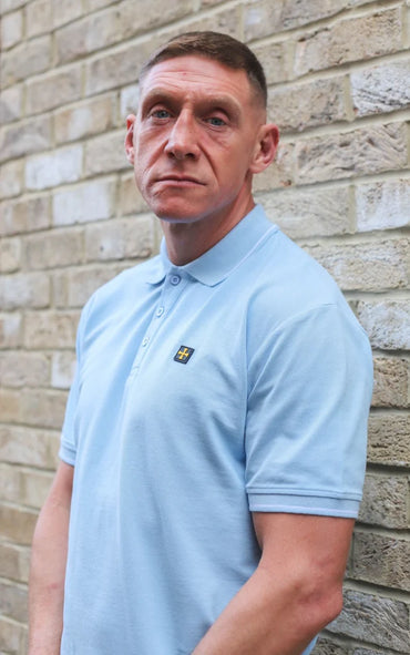 Мъжка Поло Тениска Premium Pique :: Небесносиньо/Бяло