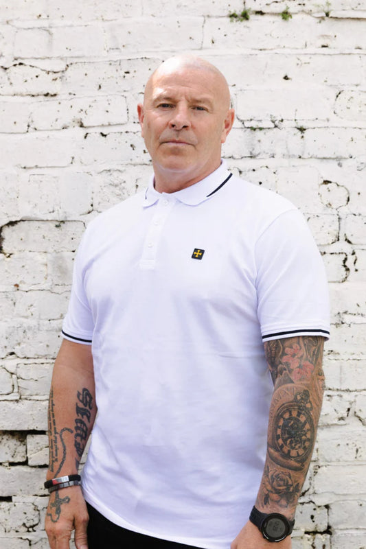 Мъжка Поло Тениска Premium Pique :: Бяло/Черно