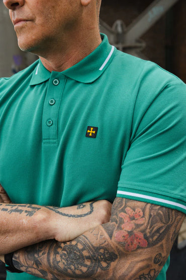 Мъжка Поло Тениска Premium Pique :: Зелено/Бяло