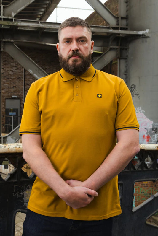 Мъжка Поло Тениска Premium Pique :: Горчица/Черно