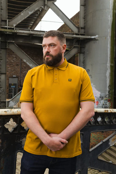 Мъжка Поло Тениска Premium Pique :: Горчица/Черно