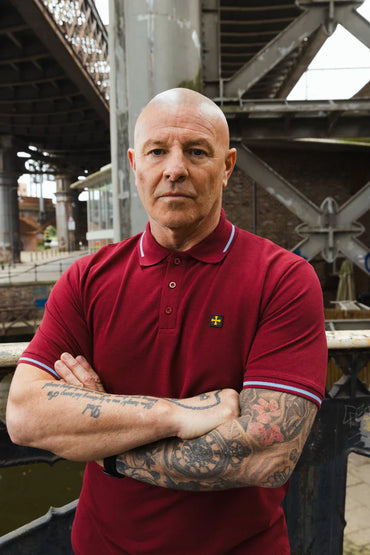 Мъжка Поло Тениска Premium Pique :: Бордо/Небесно Синьо